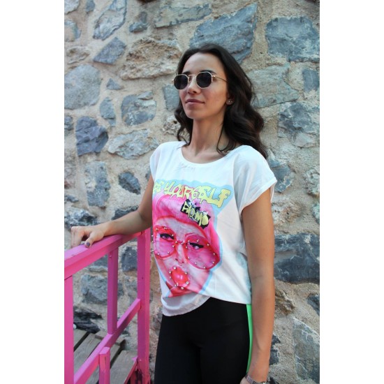 Pembe Kadın Baskılı T-shirt